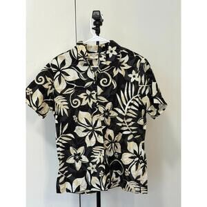 Go Barefoot Hawaiian Floral Button-Up Shirt – Made in USA, Size M